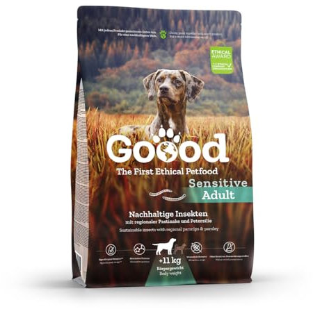 Goood Adult nachhaltige Insekten – Trockenfutter, Hundefutter – weizenfrei, Alternative Proteinquelle, leicht verdaulich – große Kroketten – für ausgewachsene Hunde – 10kg