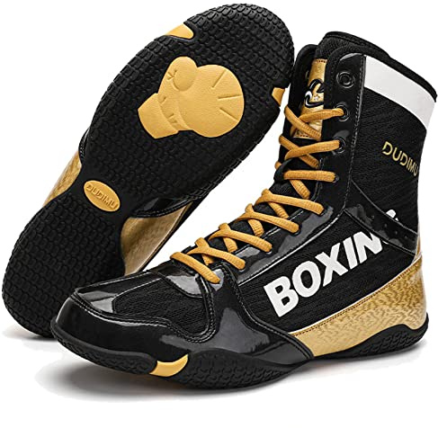 Zivopah Professional Boxing Shoes Men's and Women's Breathable Wrestling Shoes Training Shoe for Adult Non Slip Fitness Sneakers-black42