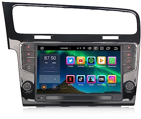 Erisin 9 Pulgadas 8 Núcleos 4GB RAM+64GB ROM Android 14 GPS Navegación Estéreo de Automóvil para VW Golf 7 Golf VII MK7 IPS Pantalla táctil Soporte CarPlay Android Auto DSP Bluetooth 5.0 WiFi Dab+USB