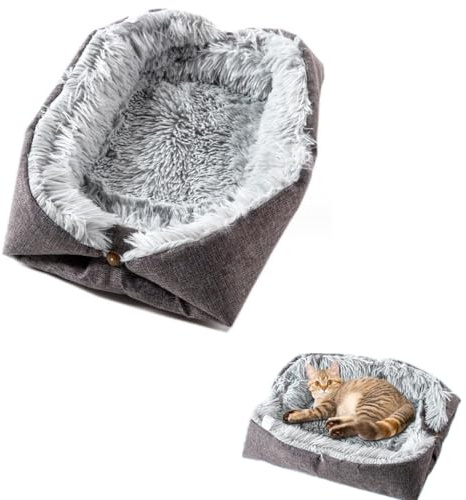 LATRAT - Cama para gatos y perros, 2 en 1, doble uso, cesta para gatos, cojín suave y cómodo, apto para gatitos cachorros y animales pequeños
