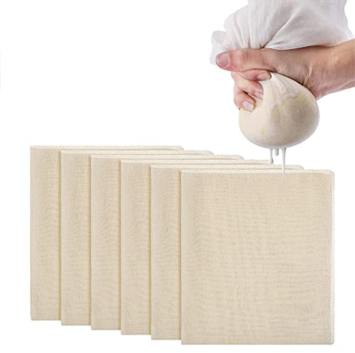 6Pcs Muslin Cloths for Cooking, Cheese Cloth, Cheesecloth, Cheese Cloths for Straining, Reusable and Washable Muslin Cloths, Cheese Clothes Weave Fabric Filter for Straining, Cooking, Baking(50x50cm)