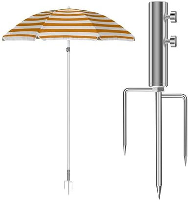 Abiyou Sonnenschirmständer mit Rasendorn, Erdspieß Sonnenschirm, Schirmständer mit 4 Heringe, Rasendorn Sonnenschirmständer, Rasendorn für Sonnenschirm, für Gartenschirm, Sonnenschirm, Angelschirm