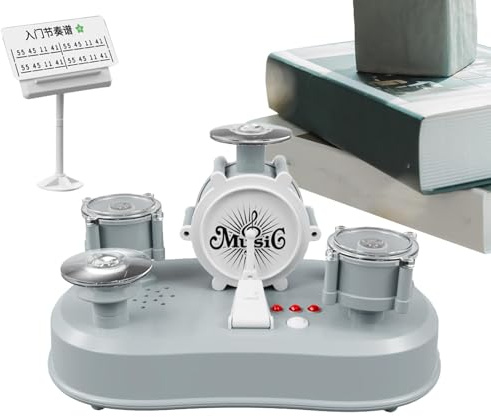 Miniature Drum Set, Small Electric Finger Drum Toy, Educational Percussion Instrument, Desktop Musical Gadget with Sound and Light Effects for Kids and Adults