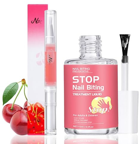 Stop Nägelkauen Nagellack + Nagelpflegestift, 15ml Daumenlutschen Stop Nails Polish - Natürlich, anti nagelkauen, gegen fingernägel beißen - No Bite Nagellack für Erwachsene und Kinder, Cuticle Oil