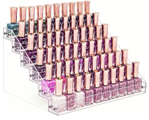 6 Tiers Nail Polish Organizer, Acrylic Display Rack Stand Holder,Eyeglasses Storage Essential Oil Paints Rack Holder Clear Makeup Organizer