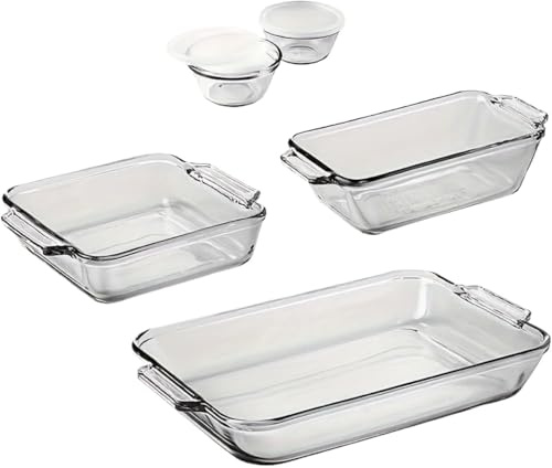 MAQDDO Glass Baking Dish Set, 7 Piece Glass Bakeware Set For Biscuits