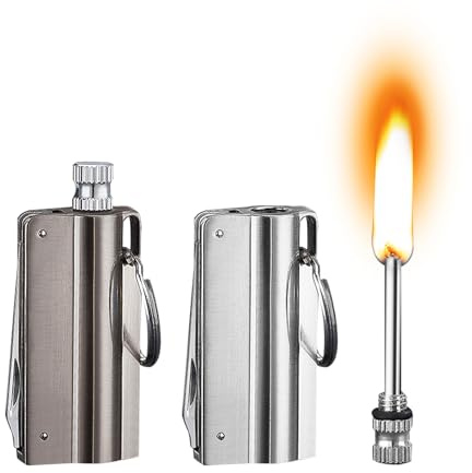 2 Pack Permanent Match Infinity Lighter, Multitool Keychain Bottle Opener for Men, Reusable Waterproof Metal Match Strike Anywhere, Forever Flint Fire Starter for Outdoor Survival,Style1