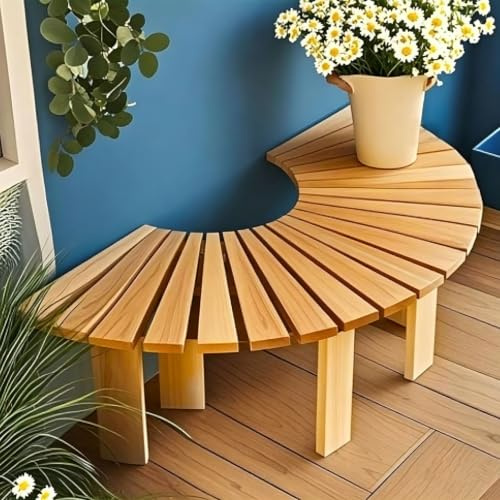 Renmlion Banc d'arbre Demi-Rond Enveloppant，Chaise de Banc sans Dossier