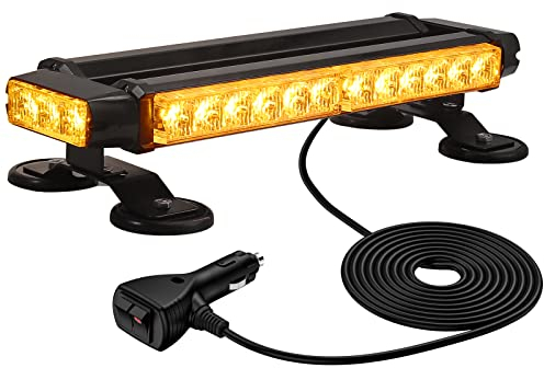 30 LEDs Warnblinklicht, 12/24V Bernsteinfarbenes Stroboskoplicht, 7 Modis Magnetischer Blitz Notlicht, IP65 Wasserdicht Strobe Licht, Blinklicht mit 4 starkem Magnetfuß + 5M Netzkabel Steuerschalter