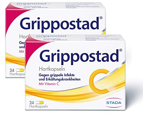 Grippostad C Hartkapseln zur schnellen Linderung von Reizhusten, Schnupfen, Kopf- und Gliederschmerzen und Fieber bei Erkältung und grippalen Infekten - 2 x 24 Hartkapseln
