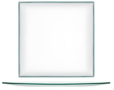 H&H Set 6 Piatti In Vetro Quadro Trasparente Cm25