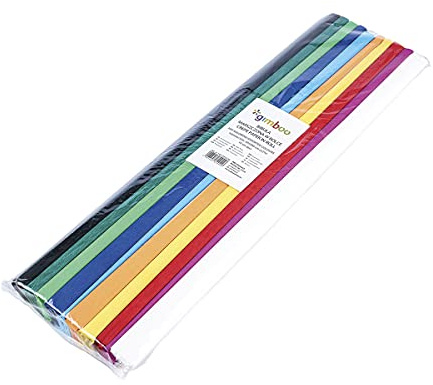 gimboo - 10 rotoli di carta crespa da 50 x 200 cm, colori assortiti, ideali per hobby creativi, 1 confezione, colori assortiti, 14113352-99