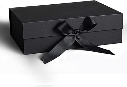 Bymivofun Geschenkbox Mit Schleife - Schwarze Box Mit Deckel und Band, Dekorative Verpackung für Geschenke, Geburtstage, Jubiläum, Weihnachten