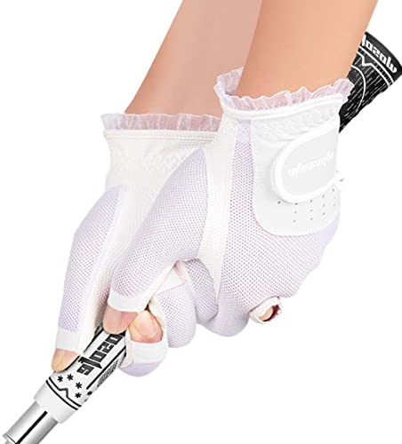 Générique Golf für Damen, 1 Paar Golf ohne Finger, mit magischem Riemenverschluss, Sport für Damen, Mädchen, Granulat, rutschfest, Handschuhe links und rechts