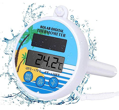 Thermomètre solaire de piscine, affichage LCD mesure de la température, jauge de température de piscine numérique, thermomètre solaire flottant pour Hot Tub étang bain eau Spa Aquariums.