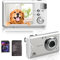 Digitalkamera, 4K 1080P 48MP Fotokamera Kompaktkamera, Mini Digitalkamera mit 32GB SD-Karte FHD Fotokamera, Wiederaufladbare Digital Kamera mit 3,0 LCD-Bildschirm 16X Digitalzoom für Anfänger (Weiß)