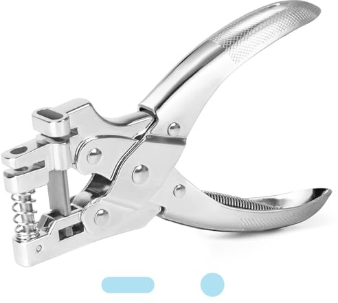 CAETOUNG 2 in 1 Badge Slot Hole Punch for ID Cards, Heavy Duty Hand Punch Metal Hole Puncher for PVC Material, Business Cards, Paper and Cardstock (5mm Round Hole &13mm X 3mm Slot Hole, Silver)