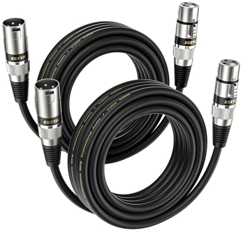 EBXYA Mikrofonkabel XLR Kabel DMX Kabel 2er-Pack 5M, Symmetrisches Audiokabel Stecker auf Buchse für Studio, Bühne, Mischpult