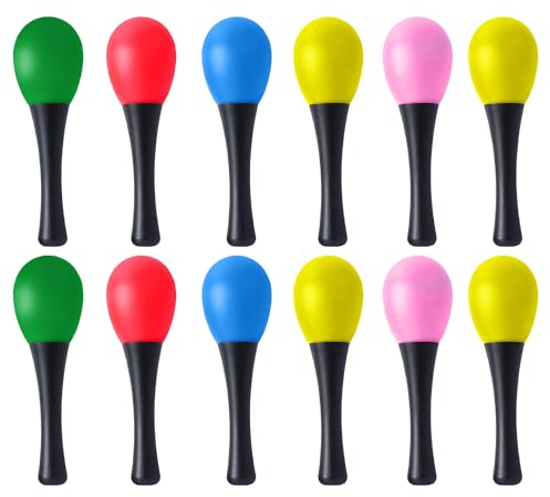JNAWA 12 Pieces Musical Sand Hammer Egg Shaker Maracas Percussion Musical Sand Shaker Maracas for Kids Educational Toys (5 Colors)