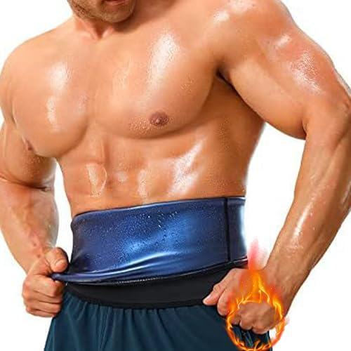 Herren Bauchweggürtel Schwitzgürtel Gürtel Taille Trimmer Bauchgürtel Waist Trainer Sauna-Gürtel Bauchwickel für Männer Body Shaper Bauchweg Taillenformer (Blau,4XL-5XL)