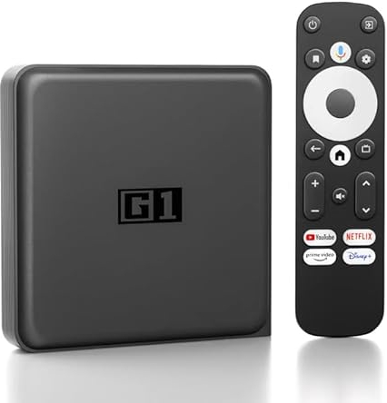 G1 Android TV Box 11.0, Smart Box 4GB RAM 32GB ROM Quad Core - A55 Prend en Charge 4K 2.4/5.0gHZ Wifi6 BT5.0 AV1 10 / 100M Ethernet HDMI 2.0 H.265 HD TV Box, Auxiliaire Vocal Box TV