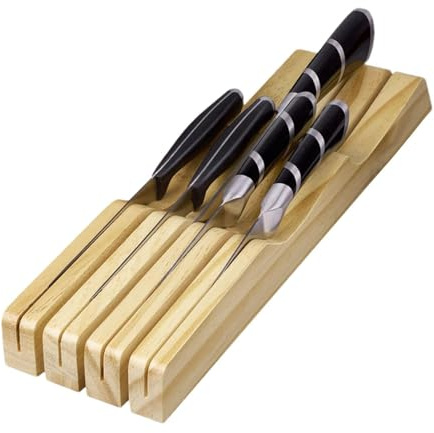Cajón para cuchillos - Portacuchillos de madera con capacidad para 7 cuchillos,Inserto organizador de cajón de cuchillos en el cajón, bloque de cuchillos, soporte de cuchillos de cocina para cualquier