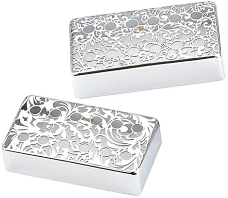 gitarrenzubehör für anfänger 2 Stück Gitarren-Tonabnehmer-Abdeckungen Mit Muster Verchromt Elektrisches Zubehör Abdeckungen Für Hals Bass-Brücke