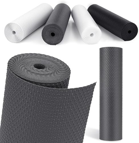 MooiFun Tapis Frigo en EVA, Tapis Fond de Tiroir Antiderapant Non-adhésif, Plastique Tapis pour Refrigerateur Placard Etagere, Protection pour Meuble Camping, sous Evier Cuisine (Gris/30cm x 305cm)
