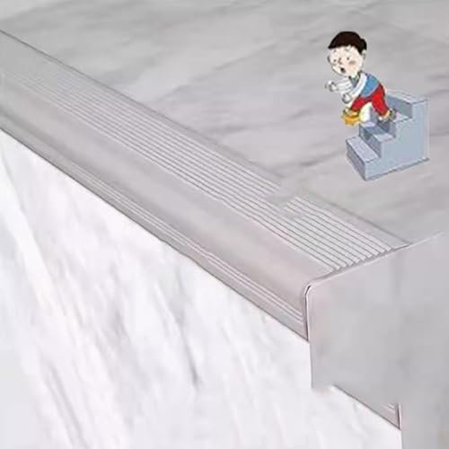 OPOLDBDMAC L Form Treppenkantenprofil, Breite 10cm Antirutsch Kantenschutzprofil Eckschiene, Schneidbar Stufenkantenprofil - Länge 1m 3m 5m 10m(Gray,1m/3.3ft)