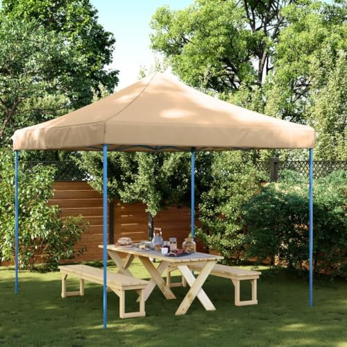 Homgoday Tienda de Fiesta Plegable Pop-Up Beige 292x292x315 cm Pabellón de Jardín Cenador Plegable con Diseño Pop Up Carpa para Camping y Playa