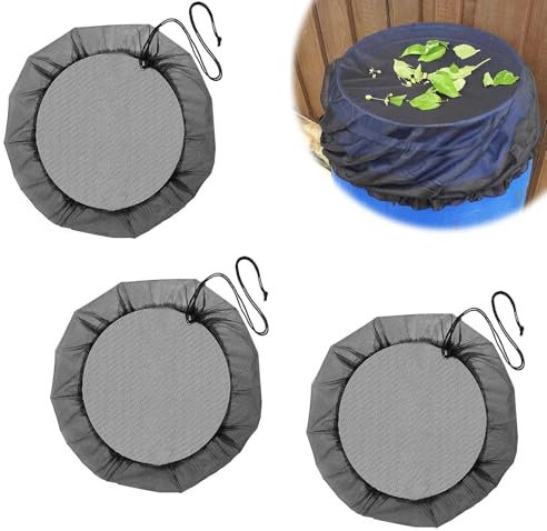 DIYCUT 3 Pièces Filet pour Baril de Pluie 60cm, Filet Recuperateur Eau Polyester, Filets de Protection pour Tonneau de Pluie, Adapté à Baril 50 cm, Balcon, Jardin, Pelouse