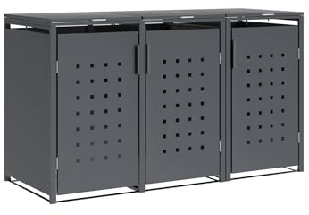 DEGAMO Mülltonnenbox 3-er Mülltonnenhaus Trier für 3X Tonnen 120 und 240 Liter, Stahl verzinkt, Farbe anthrazit