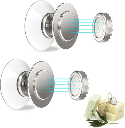 2 Porte Savon Magnetique avec 4 Couvercles, Mural Porte Savon Aimanté en Acier Inoxydable avec Ventouse, sans Perçage