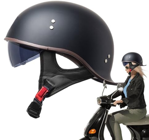 Casque de moto noir | Casque demi-coque pour femme | Accessoire de moto unisexe pour circuit de course tout-terrain entraînement scooter électrique