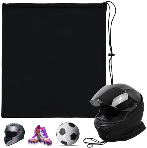 Bremorou Helmtasche Motorradhelm Überzug Mit Kordelzug Helmbeutel Helmtaschen Helmschutz Aufbewahrungstasche Motorradhelmtasche Schwarz Motorrad für Fahrradhelme Skihelme Basketball Fitness 44 ×48 cm
