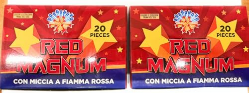Petardi Red Magnum Categoria 1 (K1) con Miccia Rossa a Fiamma – 2 Confezioni da 20 Pezzi (Totale 40) – Petardi Pirotecnici Sicuri e Certificati CE per Capodanno, Feste, Eventi e Scoppio Sonoro
