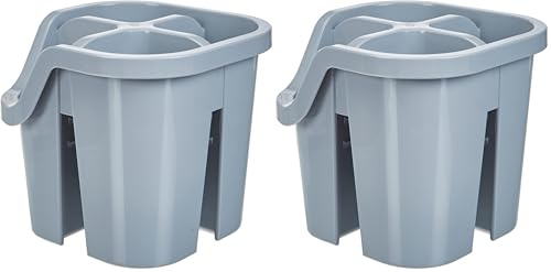 Addis Eco 100% Recycled Plastic Cutlery Utensil Drainer Tray holder caddy with 4 compartment, Light Grey (Pack of 2)
