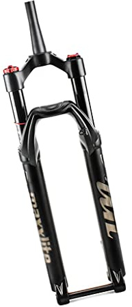 WIQUYBML Horquilla Delantera de montaña para Bicicletas de 26, 27,5 y 29, Amortiguador de Aire, Recorrido de 100 mm, Eje pasante de 100x15 mm, Tubo Recto de 1-1/8 y Tubo cónico de 1-1/2