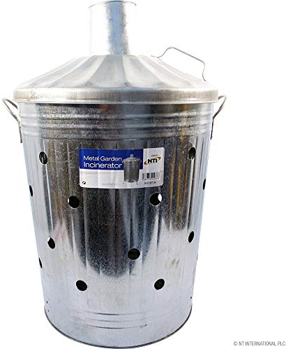 90 Litre Incinerator - Galvanised Metal, Garden, Waste, Rubbish, Wood, Fire, Bin, Burner, Dustbin, Outdoor, Heavy Duty | Quick & Effortless Burning Waste | Strong, Durable & Long Lasting