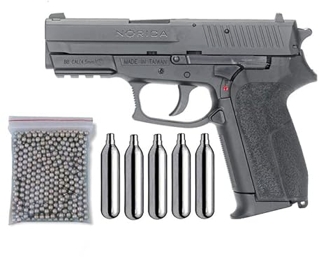 Outletdeloci Pistola perdigon Norica NAC 1702. 3 Julios Potencia. + Funda Portabombonas + Balines + Bombonas co2. 23054/13275/29318