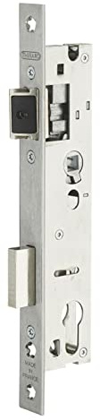 THIRARD - Boîtier de Serrure Encastrable à Cylindre pour Porte d'Entrée - Axe 24 mm - Entr'Axe 92 mm - Bouts Carrés - Coffre Acier Épaisseur 15 mm - Têtière Inox - Pêne Acier Nickelé - Gris