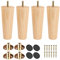 Btowin 30cm Holz Möbelfüße, 4 Stück Massivholz Tischbeine Möbelbeine mit vorgebohrten M8 5/16 Bolzen & Montageplatten & Schrauben für Schrank Sofa Bett Ottomane