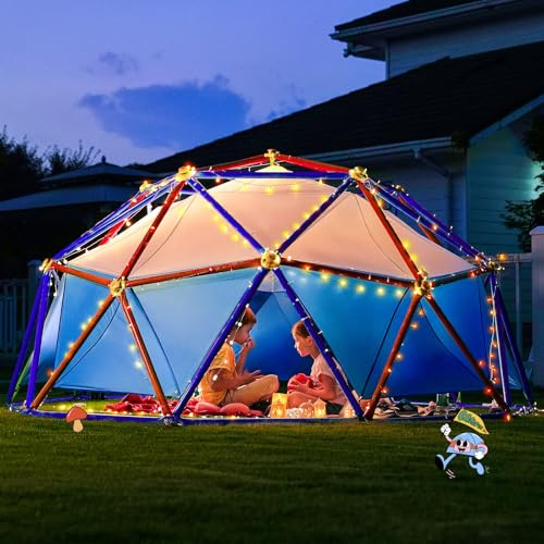 Zupapa New Upgraded Outdoor Geometric Dome Climber with Tent, 1200LBS Weight Capability, 3D Assembly Video, Suitable for 1-6 Kids Climbing Frame (Purple+Orange, 10FT)