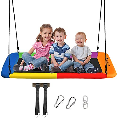 RELAX4LIFE Altalena Ovale da Giardino, Altalena a Nido con Corde Regolabili, Sedia Sospesa Multiuso per Bambini e Adulti, Carico 120/150/300 kg (150x80x180cm,300kg, Colorato)