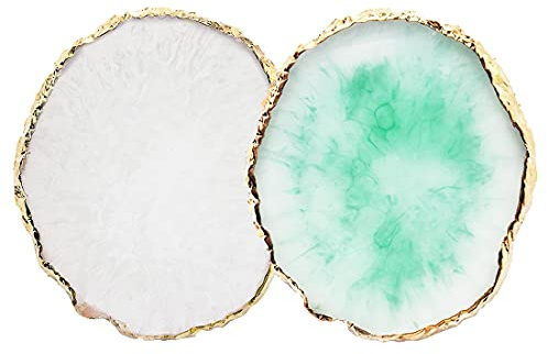 BAQI Lot de 2 palettes de mélange en résine pour ongles - Bord doré - Pratique - Pour maquillage et dessin - Pour manucure