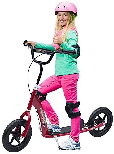 HOMCOM Kids Scooter Toddler Kick Scooter 12 EVA Tyres Rear Brake Red