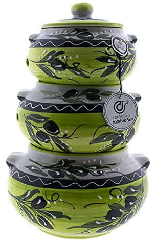 Céramique Bocaux de Cuisine - Pyramide Modèle 01 pour Pommes de Terre, Ail, Oignons - Décoration 100% Faite Main, 22 x 22 x 32 cm