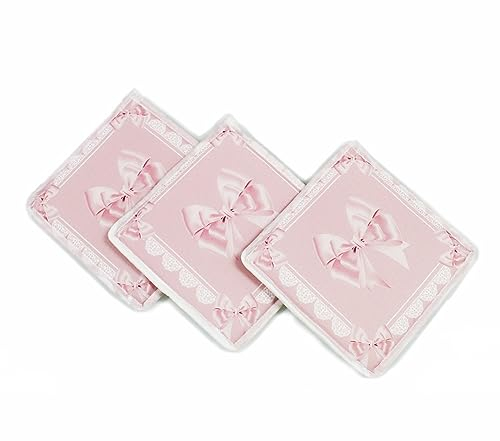 Russo Tessuti Presine 3 Pezzi Accessori Cucina Pattina Forno Fornelli Stampa 3D Fiocco Merletto-Rosa