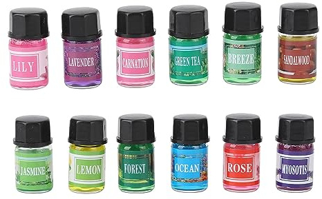 Juego de 12 Aceites Esenciales a Base de Agua, Textura Suave, Fragancia de Larga Duración, Aplicaciones Versátiles, Ideal para Difusores, Velas, Jabones, Paquete de Regalo, 3 Ml