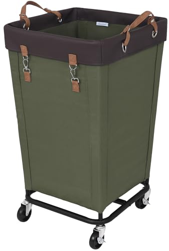 StorageWorks 160L Laundry Basket with Wheels, Large Rolling Hampers for Clothing Organizer, Dirty Clothes Basket for Hotel, Home, Closet, Dorm, Green